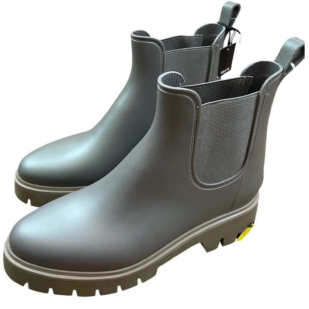 Dolce Vita Stormy Grey‎ Waterproof Lug Sole Chelsea Rain Boots Mens 11 NEW